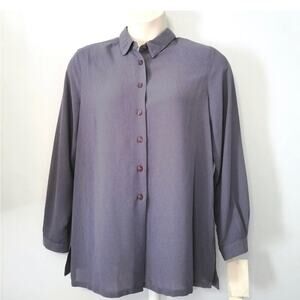 Koret purple collared button-down long sleeve shirt top size XL B9